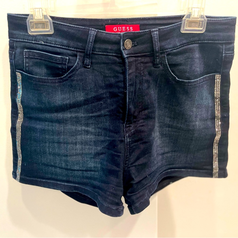 Guess high waisted jean shorts with Rhinestones.